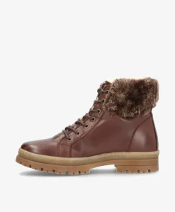 ALDINA LACE WARM Mørkebrun - Snørestøvle med foer - læder