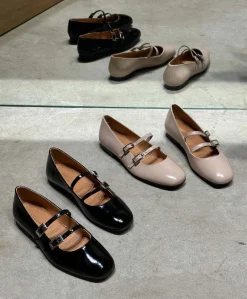 ALICIA P - Beige lak læder - Ballerina med rem