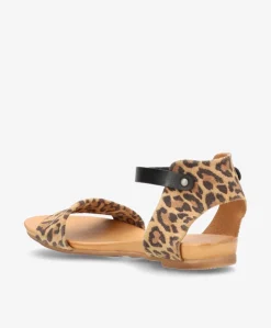 ANNIKA S - Leopard/sort ruskind - Flade sandaler