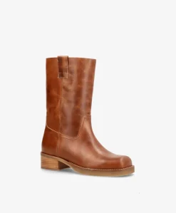 CAMERON - Dame Støvle med hæl - Cognac læder