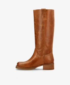 CAMERON LONG - Dame Lang støvle med hæl - Cognac læder