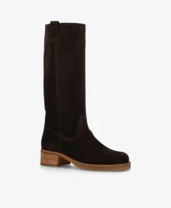 CAMERON LONG S - Mørkebrun ruskind - Lang støvle Dame