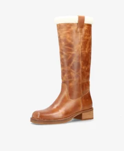 CAMERON LONG Warm - Cognac læder - Lang støvle Dame