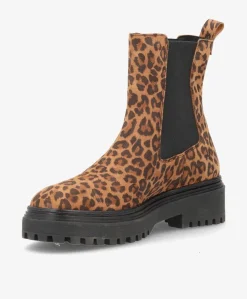 CASABLANCA S - Dame Chelsea støvle - Leopard ruskind