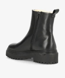 CASABLANCA ZIP Warm - Dame Ankelstøvle med foer - Sort læder