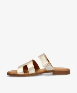 CLAIRE L - Champagne laminat læder - Sliders