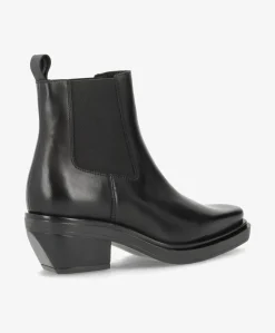 CONESS - Dame Støvle med hæl - Sort læder