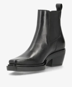CONESS - Dame Støvle med hæl - Sort læder