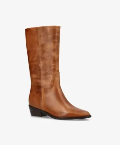 CONFIDENCE - Cognac læder - Høj støvle Dame