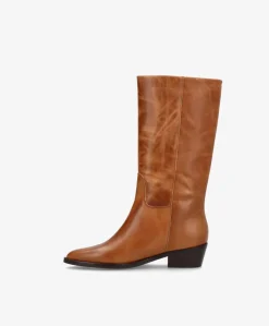CONFIDENCE - Cognac læder - Høj støvle Dame