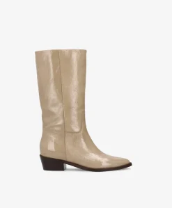 CONFIDENCE P - Beige lak læder - Høj støvle Dame