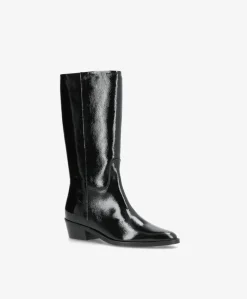 CONFIDENCE P - Sort lak læder - Høj støvle Dame