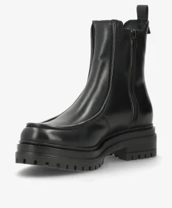 DAGONA - Sort læder - Chelsea støvle Dame