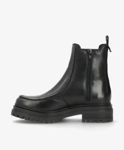 DAGONA - Sort læder - Chelsea støvle Dame