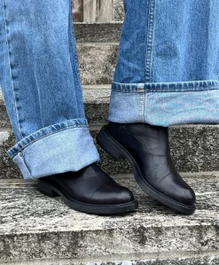 DAHLIA - Dame Ankelstøvle - Sort læder