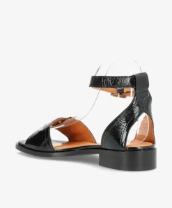 DESIRE P - Sort lak læder - Sandaler med lav hæl Dame
