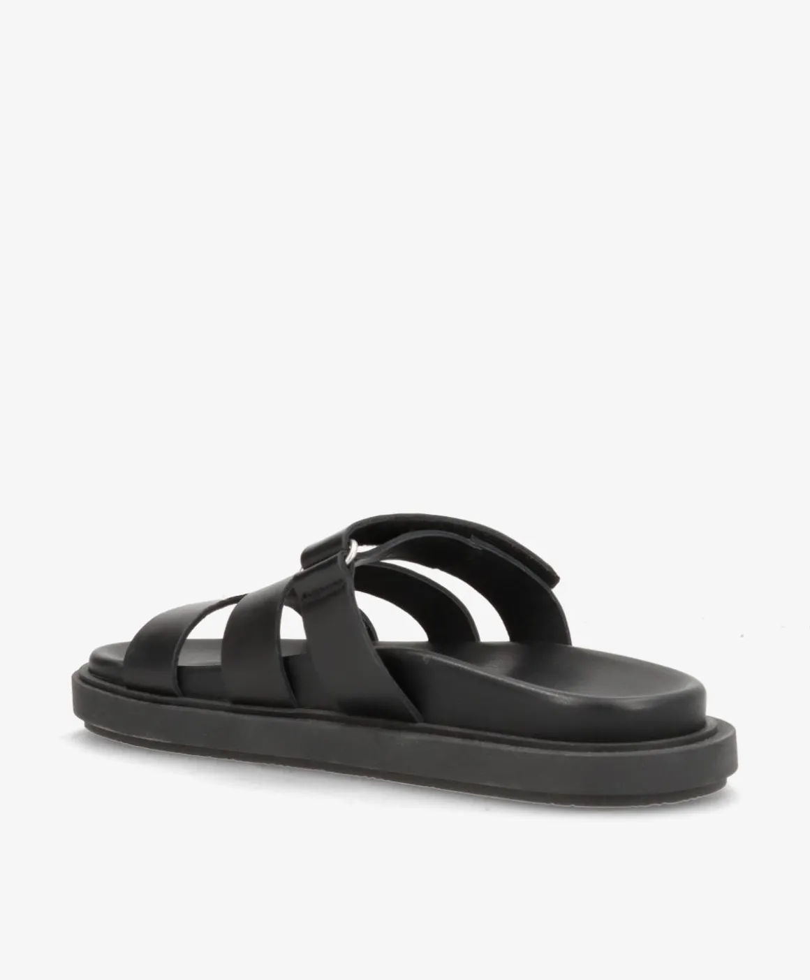 ECHO - Sort læder - Flade sandaler Dame