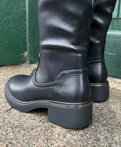 ELLE - 6351 - støvle lang - Sort