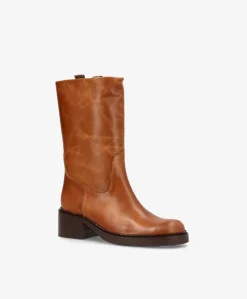 EXPOSED - Cognac læder - Høj støvle Dame