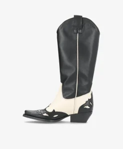 FANNY - Cowboy støvle lang - Sort/Beige