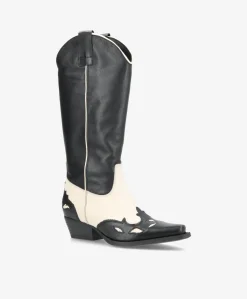 FANNY - Cowboy støvle lang - Sort/Beige