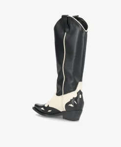 FANNY - Cowboy støvle lang - Sort/Beige