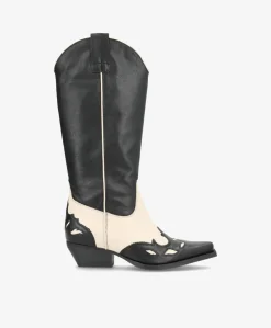 FANNY - Cowboy støvle lang - Sort/Beige