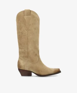 FRANKIE S - Cowboy støvle lang - Beige ruskind