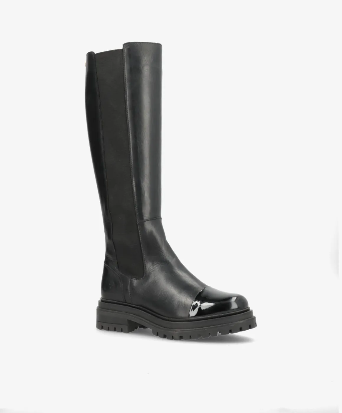 HASTA LA VISTA P Sort - Lang støvle - læder-lak