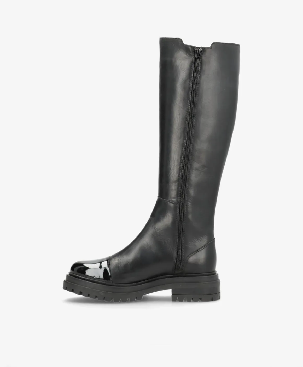 HASTA LA VISTA P Sort - Lang støvle - læder-lak
