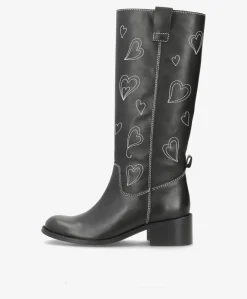 HEARTSCAPE LONG H - Dame Lang støvle - Sort læder