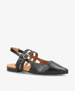 JANIS - Sort læder - Slingback