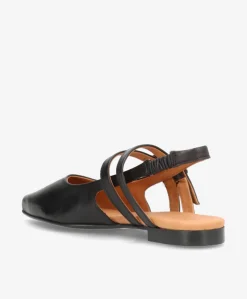 JANIS - Sort læder - Slingback