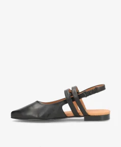 JANIS - Sort læder - Slingback