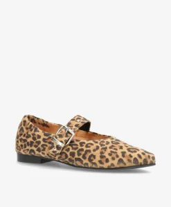 JULES S - Leopard ruskind - Ballerina med rem