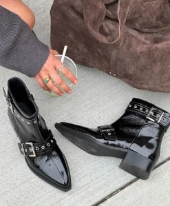 JUSTIFIED P - Ankel støvle - Sort lak