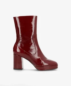 KINDLE P - Bordeaux læder lak - Dame støvle med høj hæl