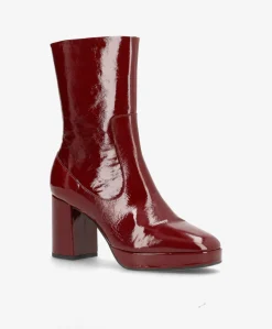 KINDLE P - Bordeaux læder lak - Dame støvle med høj hæl