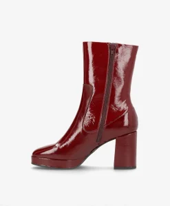 KINDLE P - Bordeaux læder lak - Dame støvle med høj hæl