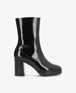KINDLE P - Sort læder lak - Dame støvle med høj hæl