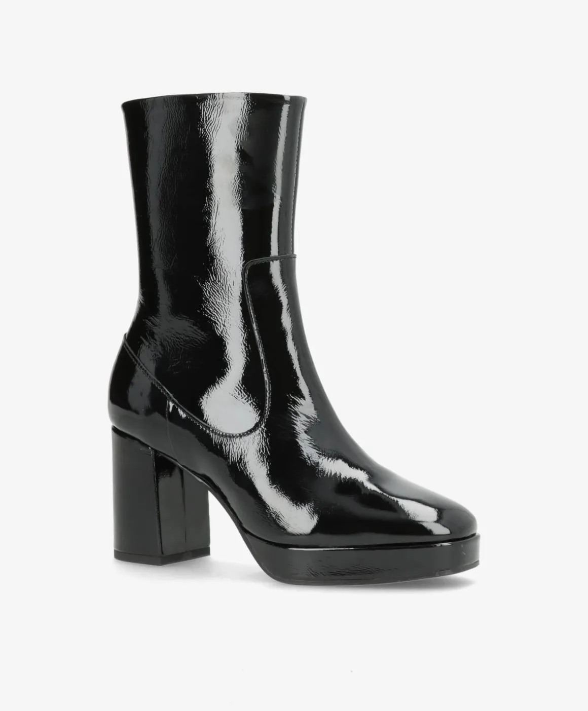 KINDLE P - Sort læder lak - Dame støvle med høj hæl