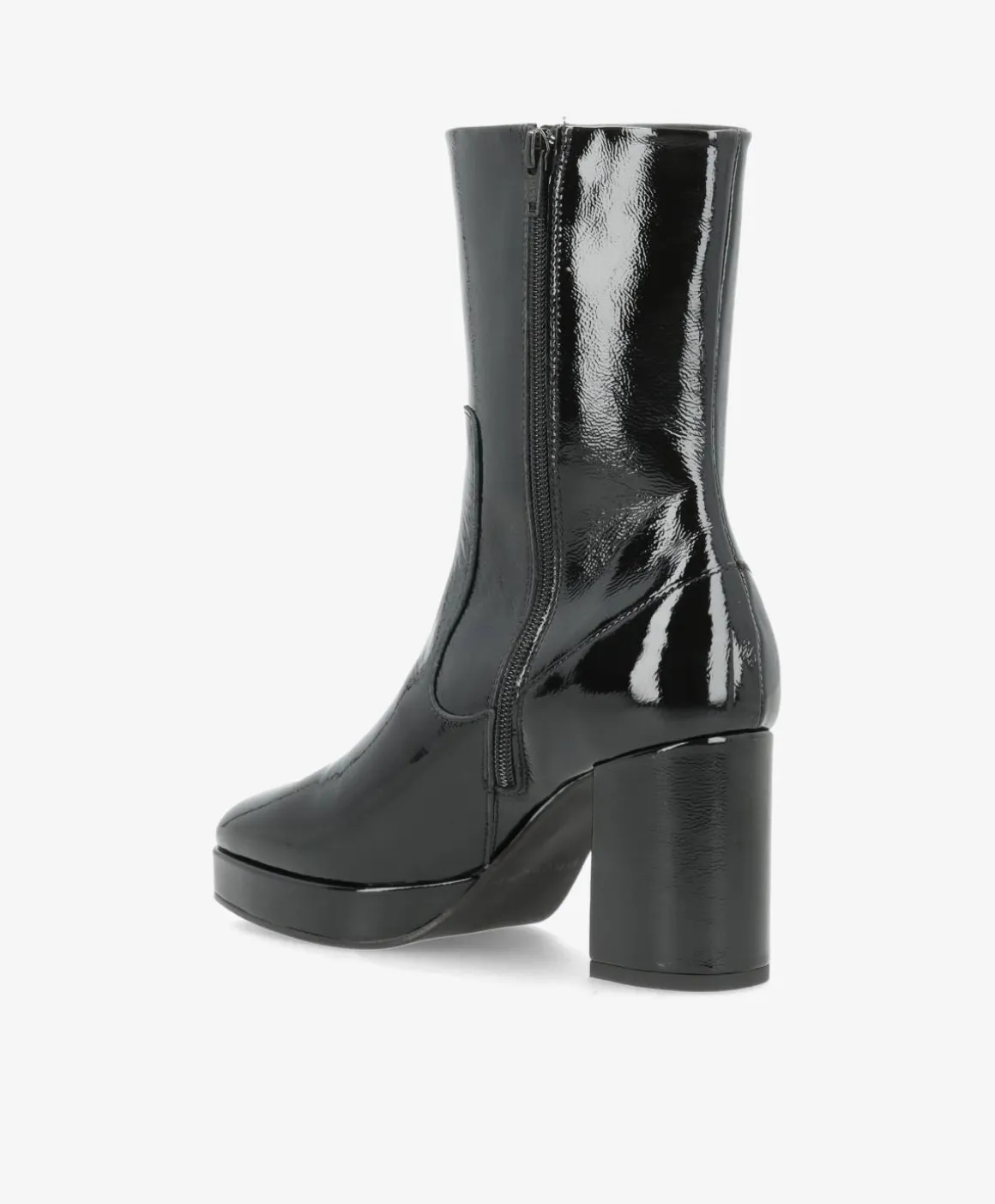 KINDLE P - Sort læder lak - Dame støvle med høj hæl