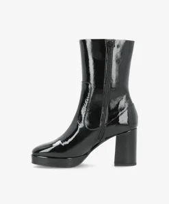 KINDLE P - Sort læder lak - Dame støvle med høj hæl