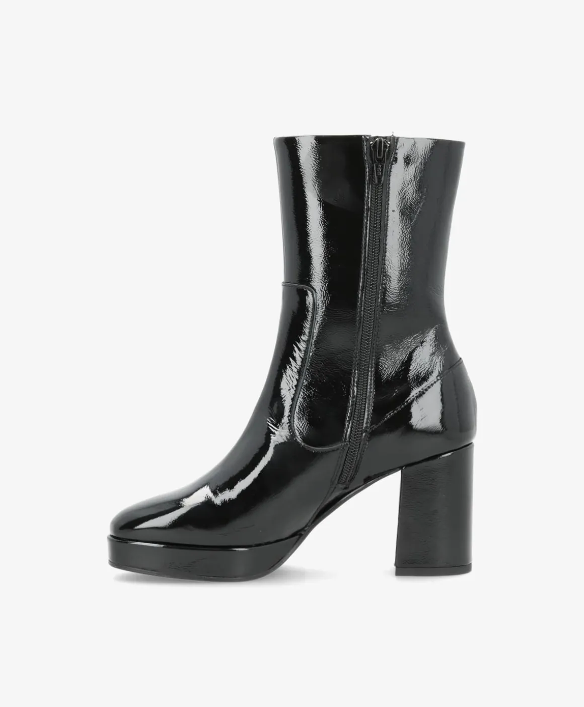 KINDLE P - Sort læder lak - Dame støvle med høj hæl