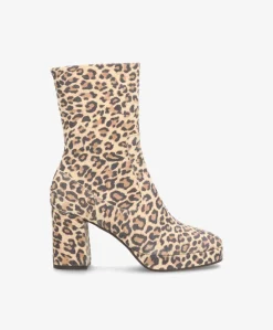 KINDLE S - Leopard ruskind - Dame støvle med høj hæl