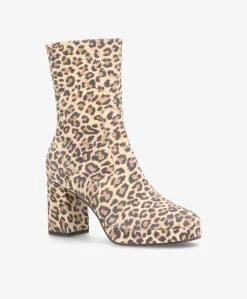 KINDLE S - Leopard ruskind - Dame støvle med høj hæl