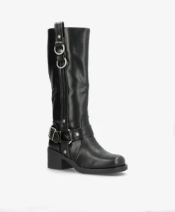 Leonie - Biker støvle lang - Sort