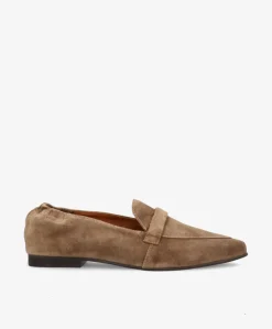 LUCY S - Mørk beige ruskind - Loafers med spids Dame