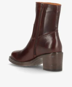 MARLEY Mørkebrun - Høj støvle med hæl - læder