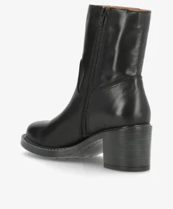 MARLEY Sort - Høj støvle med hæl - læder